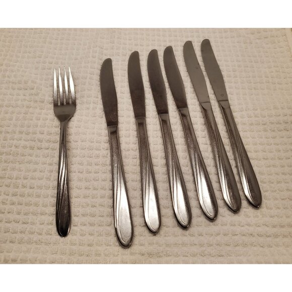 Capri Swirl Pattern Stainless Butter Knives and Dinner Fork, Capri Flatware - Picture 1 of 5